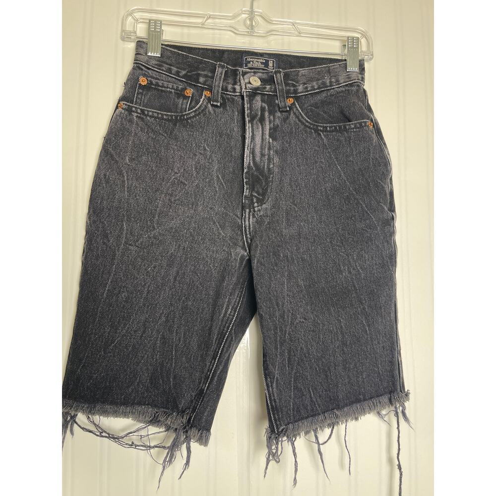 Abercrombie and Fitch Raw Hem High Rise Shorts Womens Size 24 Washed Black Urban